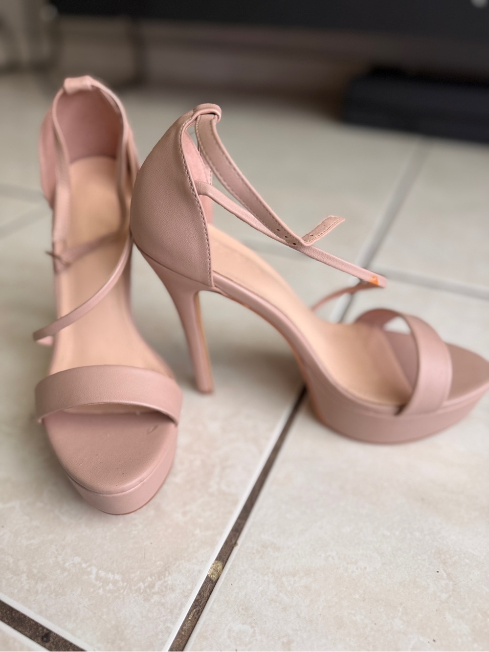 Nude Pink Strappy Platform High Heels